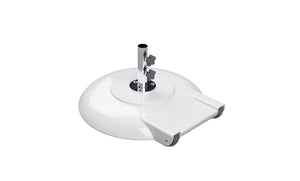 Ledge Lounger aluminum umbrella base, 100 lb white with wheels and 8 in stem