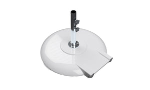 Ledge Lounger aluminum umbrella base, 150 lb white with 18 in two-piece stem