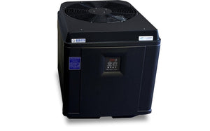 AquaComfort ACT-1250HC pool heat pump and chiller, angled view showing the top discharge fan