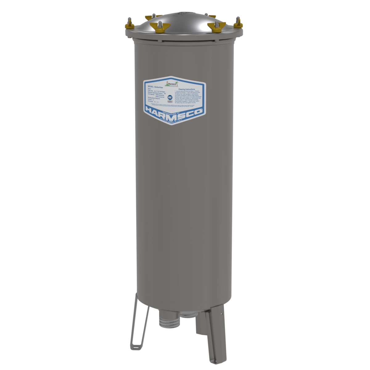 Harmsco BetterFilter BF155SC single cartridge stainless pool filter, front view