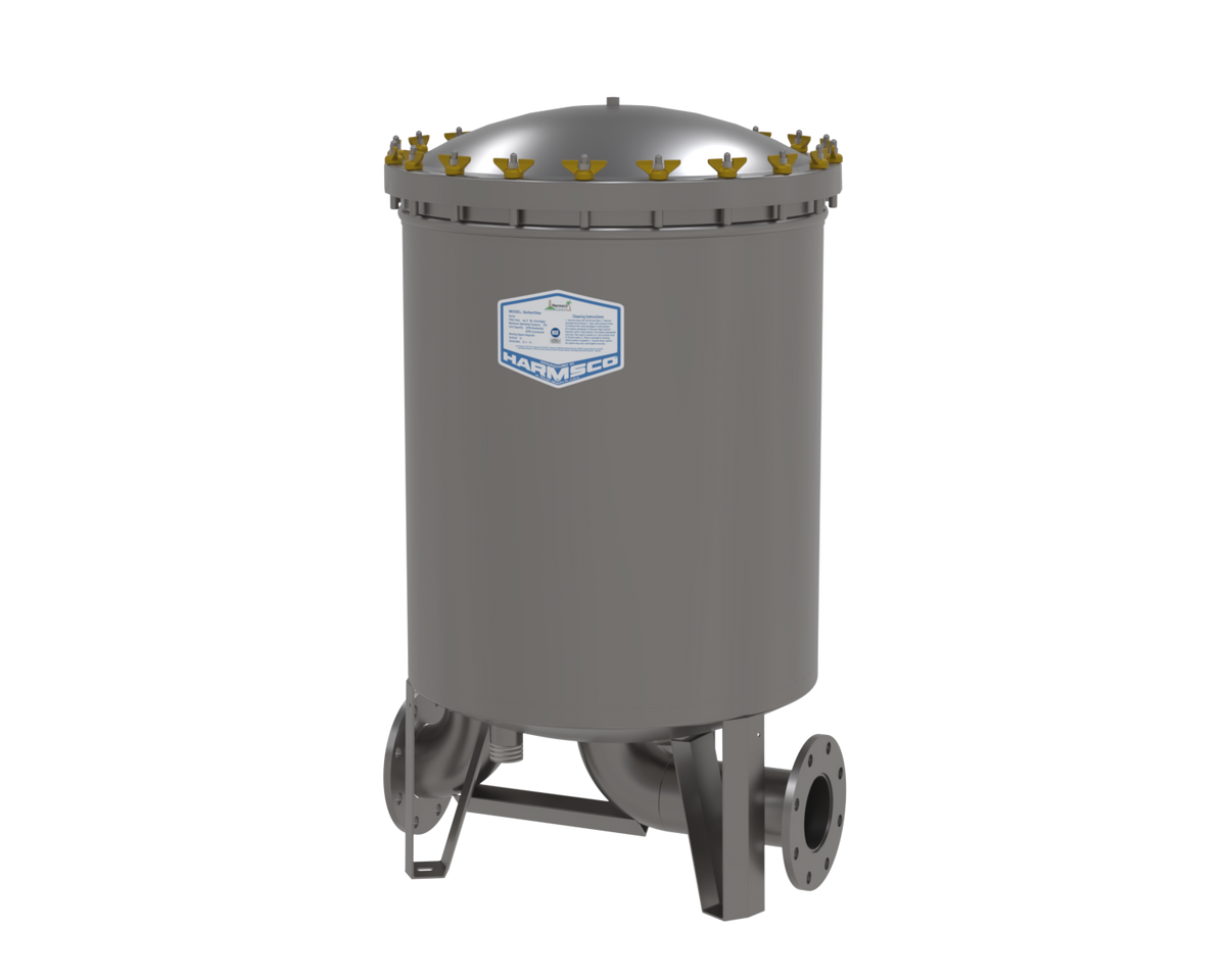 Harmsco BetterFilter BF850FL stainless commercial cartridge filter, front three-quarter view