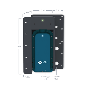 Clear Comfort CCW25 AOP spa system dimension drawing showing the cartridge unit position