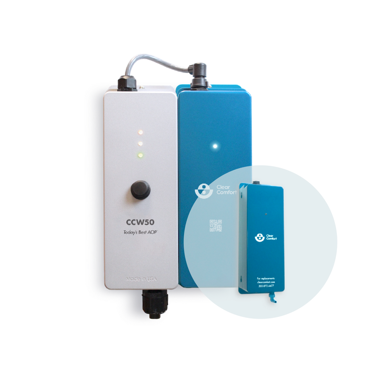 Clear Comfort CCW50 AOP system with the replacement cartridge unit called out