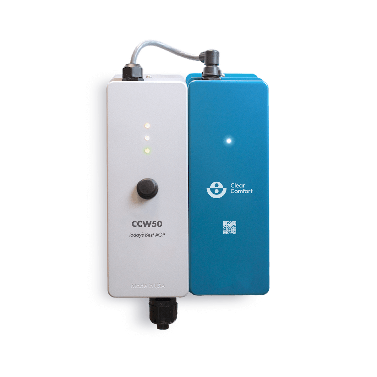Clear Comfort CCW50 AOP system for inground spas and small pools, white control unit, front view