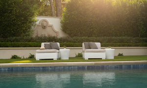 Ledge Lounger Affinity 2 Piece Sun Chair opposite angle showing the ottoman join