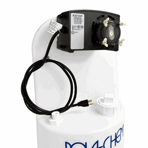 15 Gallon Chemical Tank with Pro Series 300 Metering Pump — the metering pump and tubing mounted on the tank lid