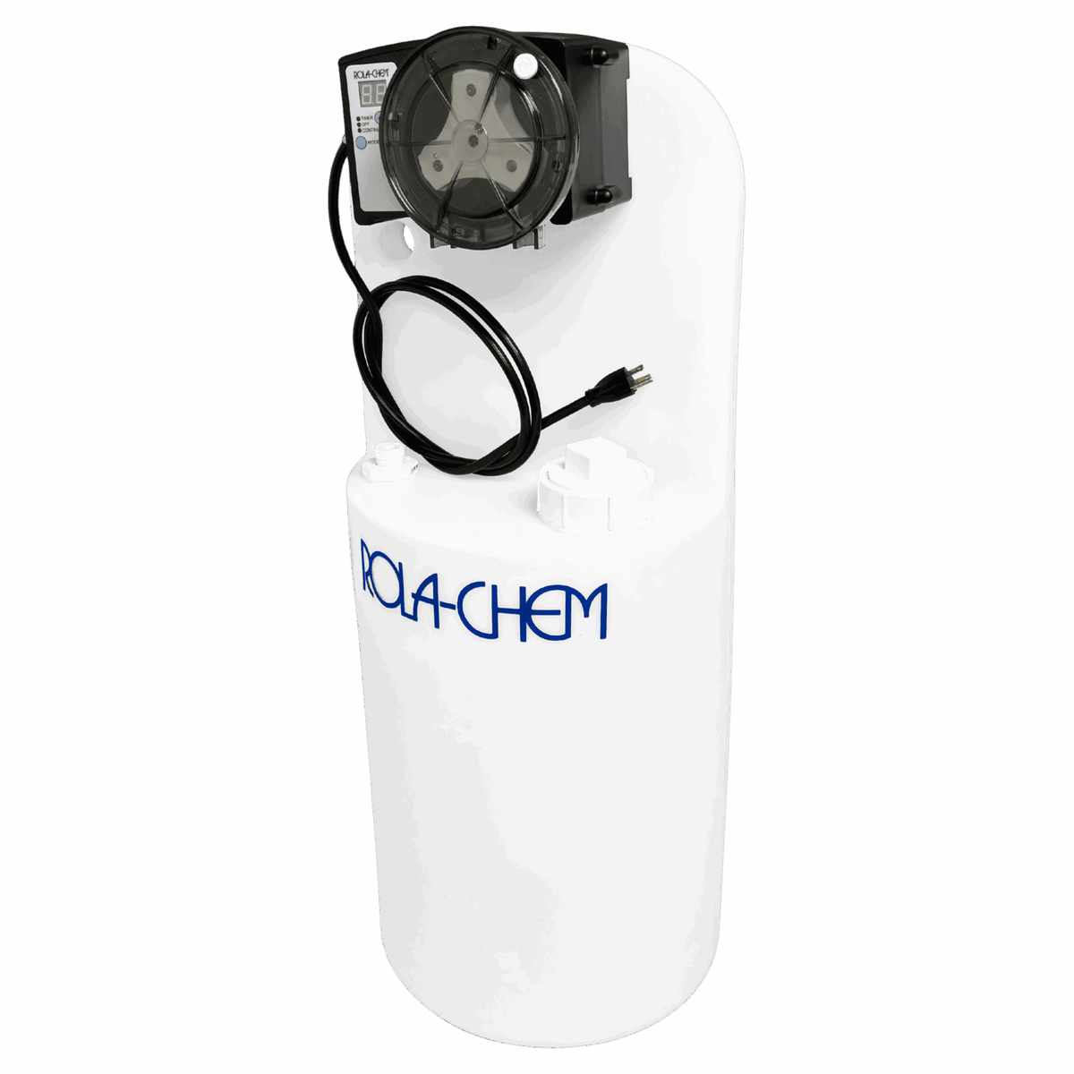 15 Gallon Chemical Tank with Pro Series 300 Metering Pump — the metering pump mounted on the tank lid, view 6