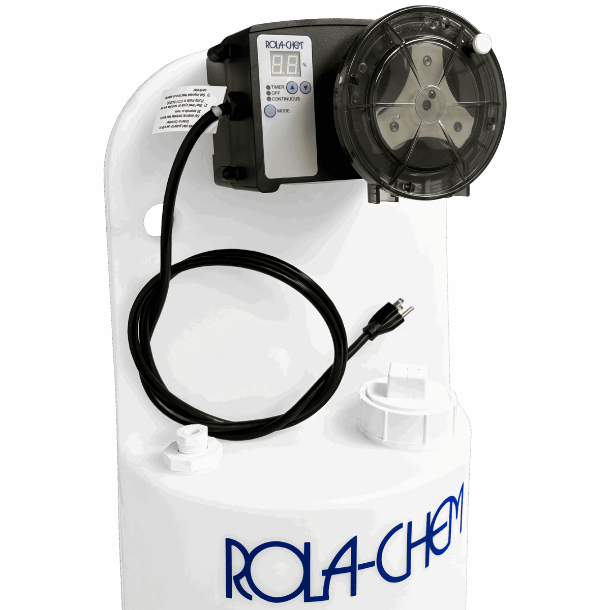 15 Gallon Chemical Tank with Pro Series 300 Metering Pump — the metering pump mounted on the tank lid, view 7