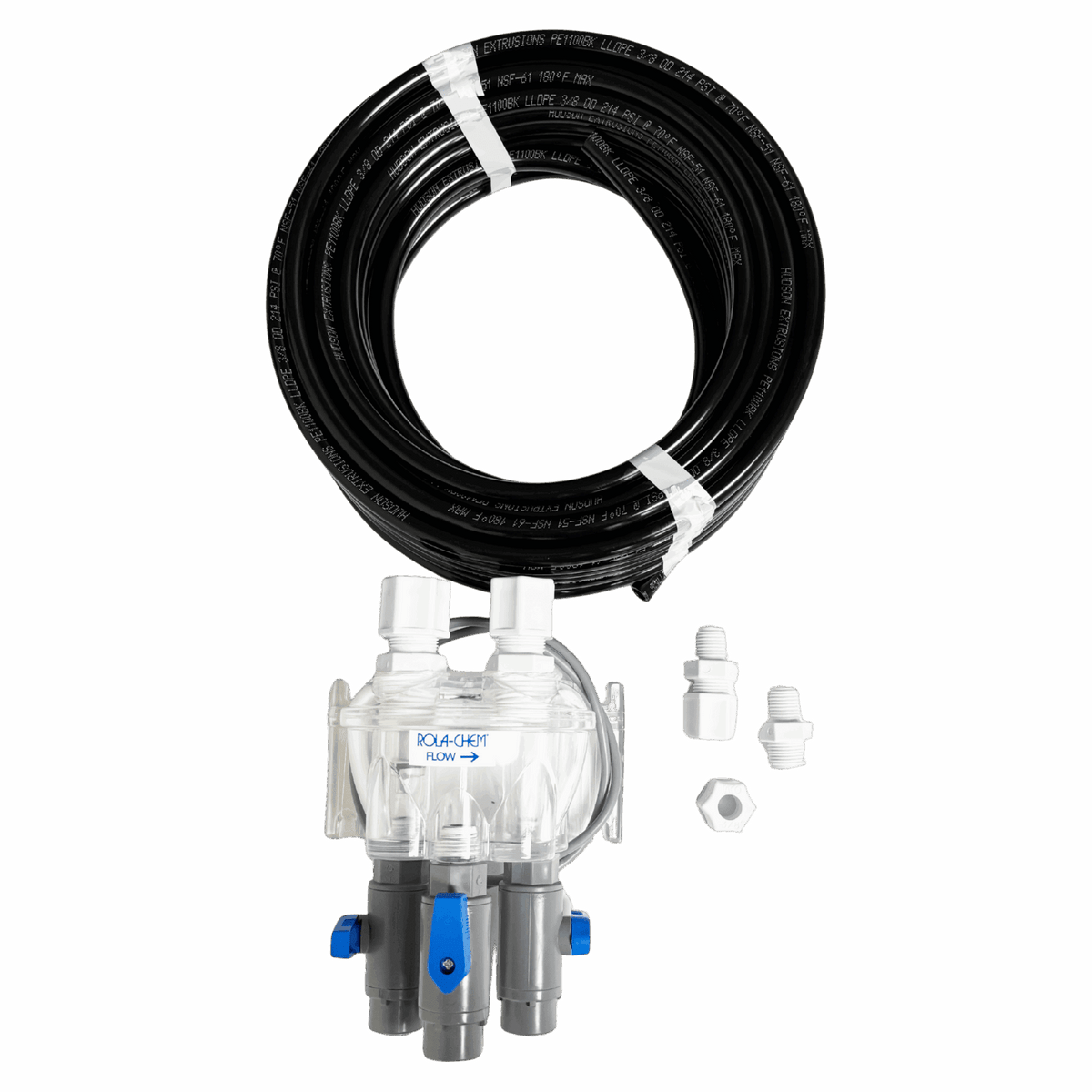 Globe Flow Cell Kit with Flow Switch and Valves — shown from the opposite side