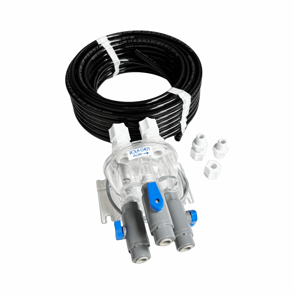 Globe Flow Cell Kit with Flow Switch and Valves — close-up detail of the fitting