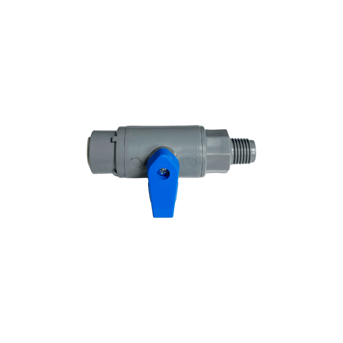 Globe Flow Cell Valve 1/4 in MNPT x 3/8 in Push-to-Connect — shown from the opposite side