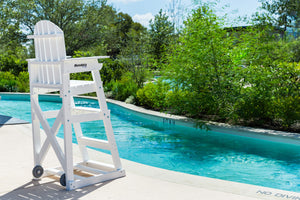 Spectrum Aquatics Mendota lifeguard chair — installed at a water park