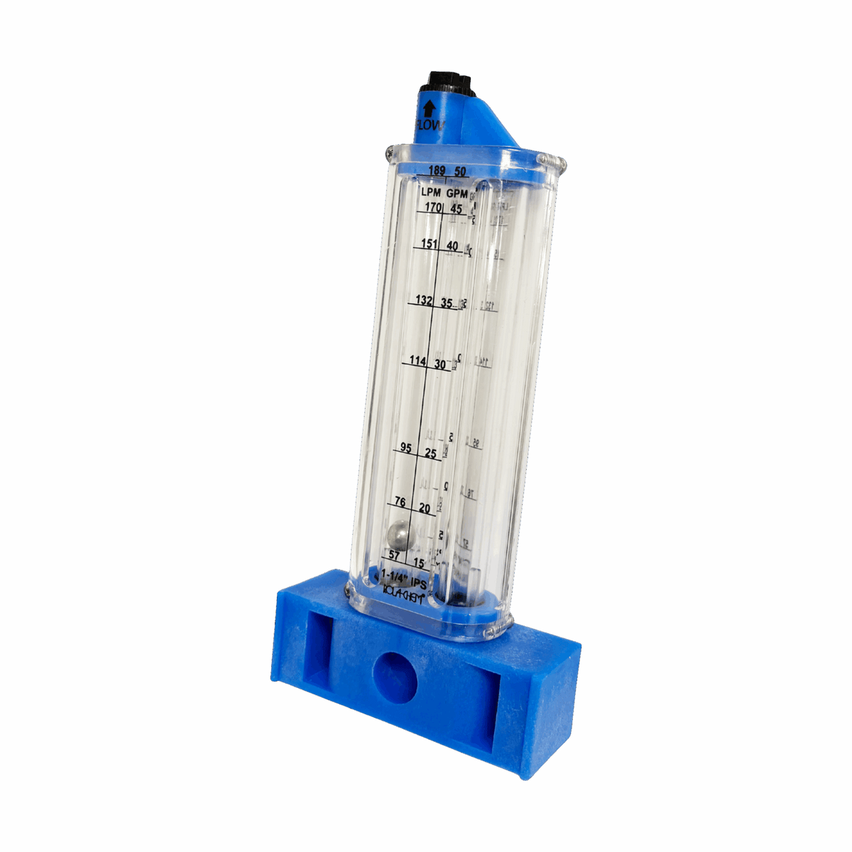 1-1/4" PVC Pool Flowmeter — the Vertical Mount option from the opposite side