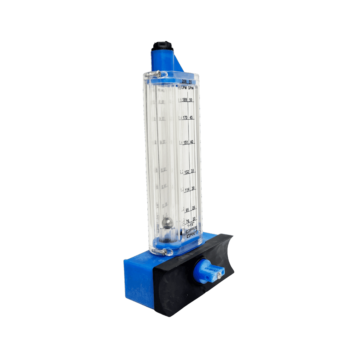 1-1/2" Copper Pool Flowmeter — close-up of the graduated scale