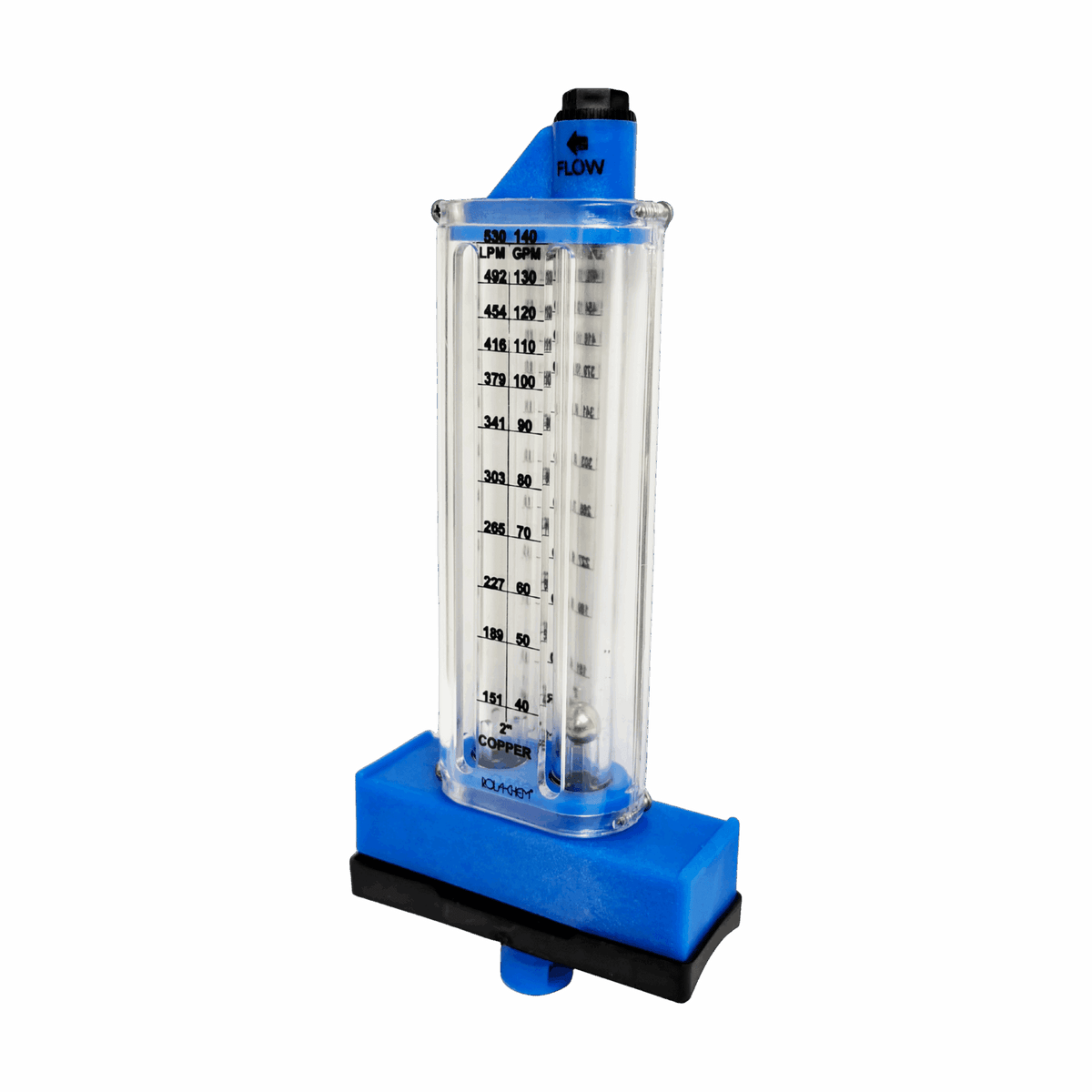 2" Copper Pool Flowmeter — the Top Mount option from the opposite side