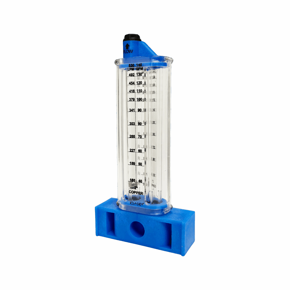 2" Copper Pool Flowmeter — the Vertical Mount option from the opposite side