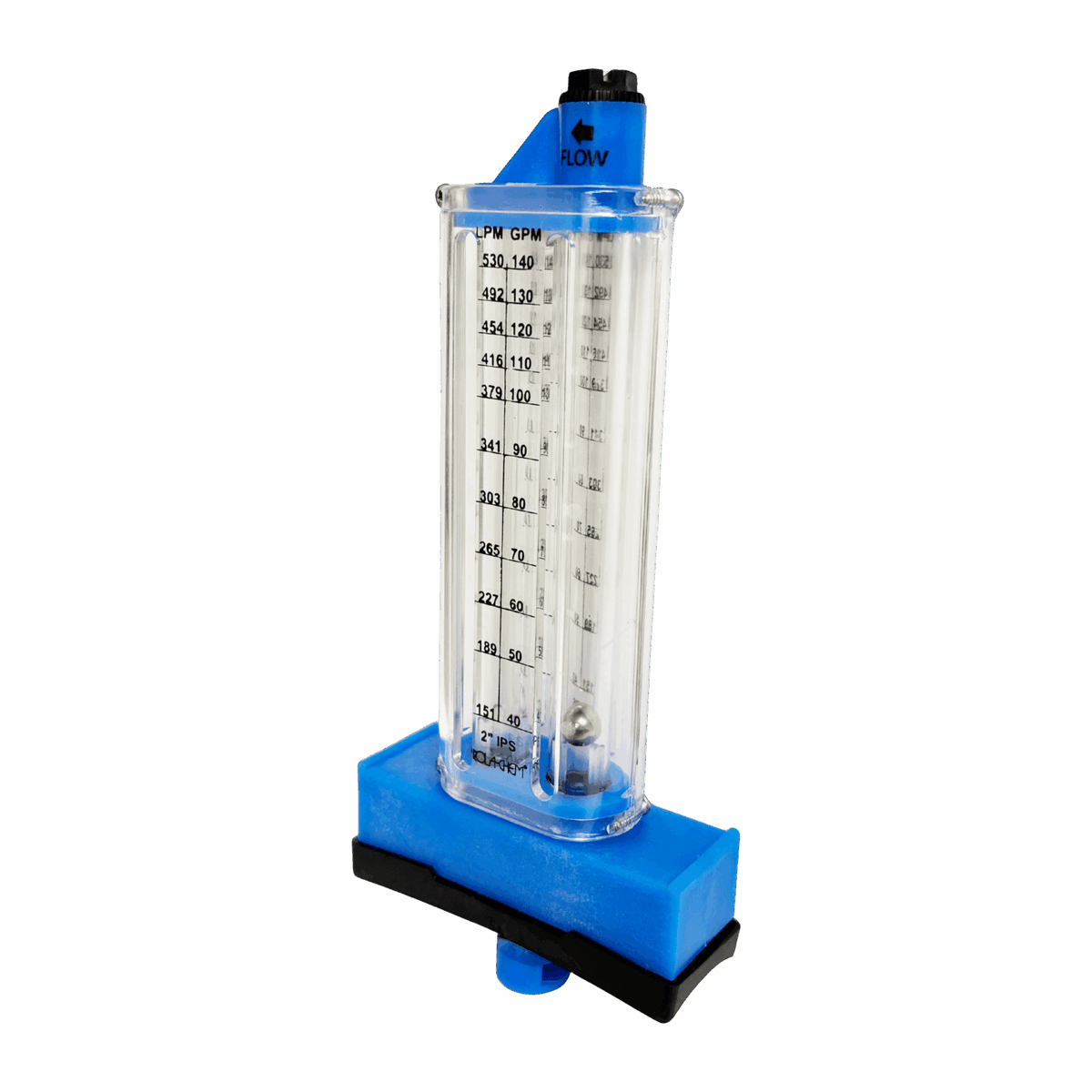 2" PVC Pool Flowmeter — the Top Mount option from the opposite side