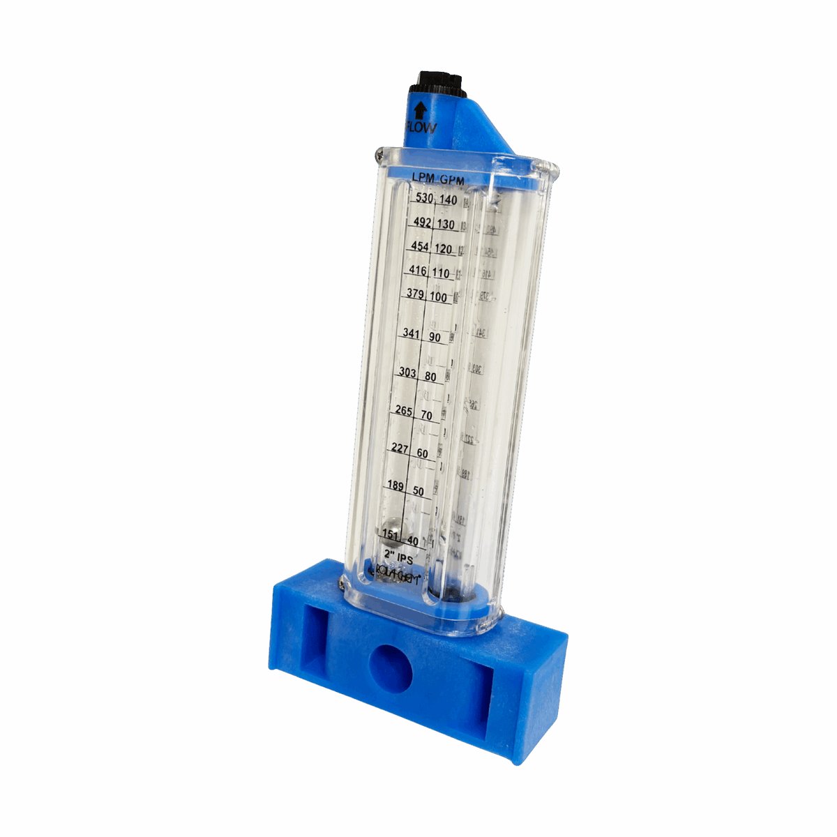 2" PVC Pool Flowmeter — the Vertical Mount option from the opposite side