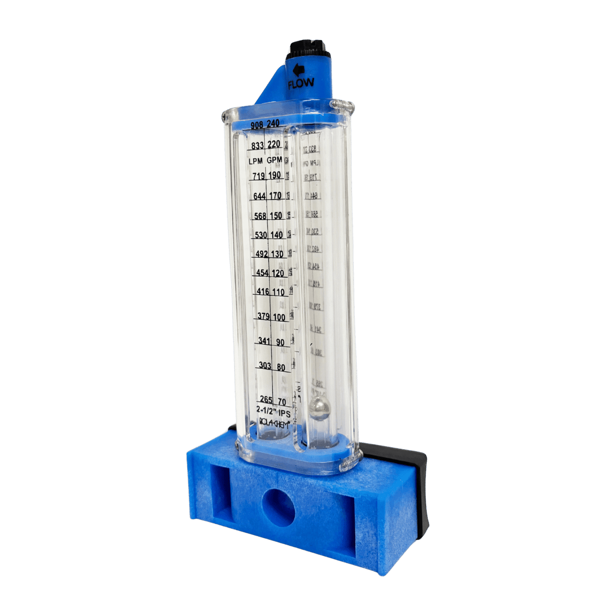 2-1/2" PVC Pool Flowmeter — shown from the opposite side
