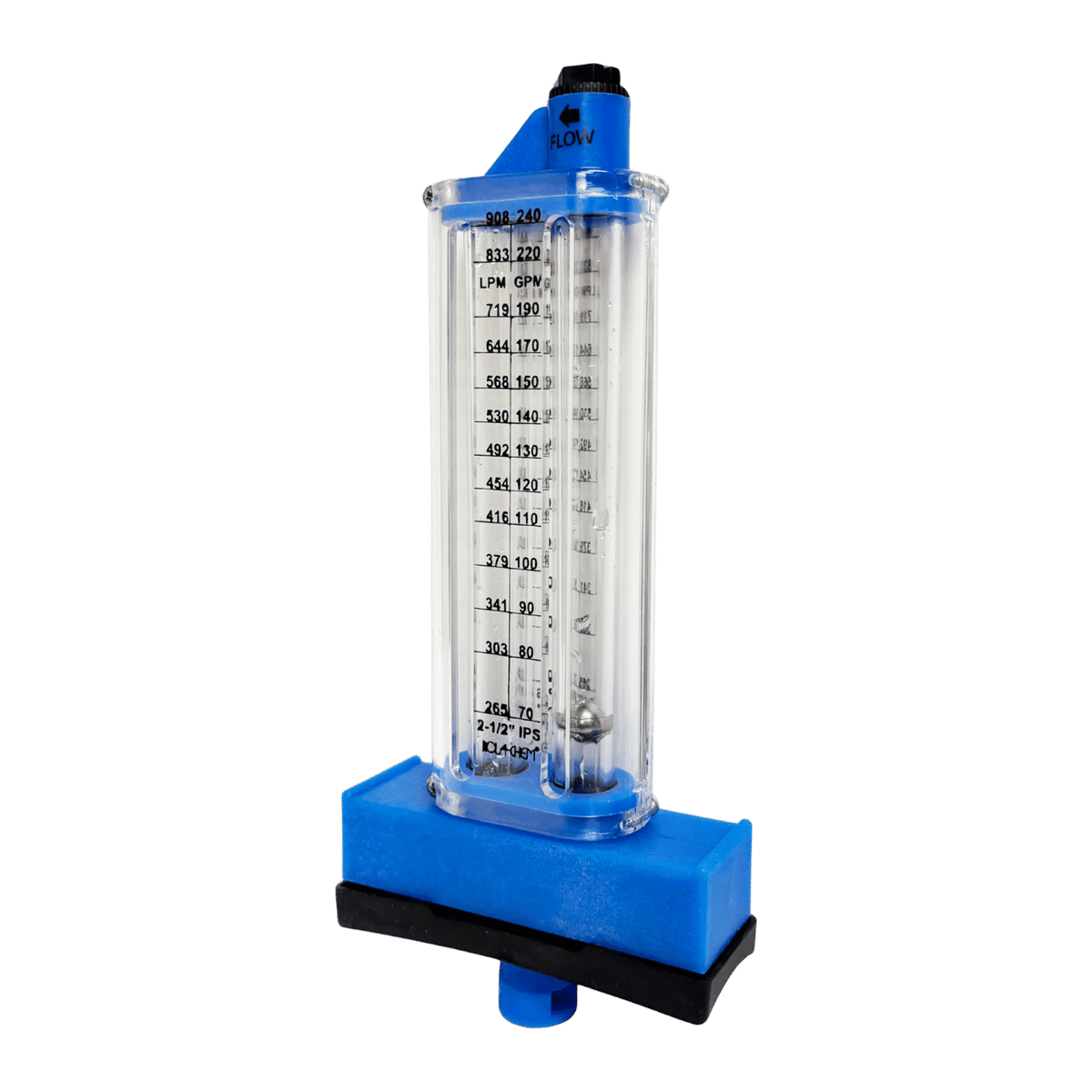2-1/2" PVC Pool Flowmeter — the Top Mount option from the opposite side
