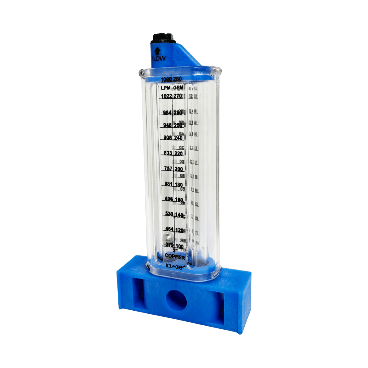 3" Copper Pool Flowmeter — the Vertical Mount option from the opposite side