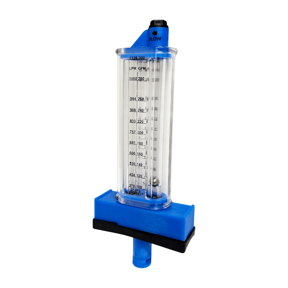 3" PVC Pool Flowmeter — the Top Mount option from the opposite side