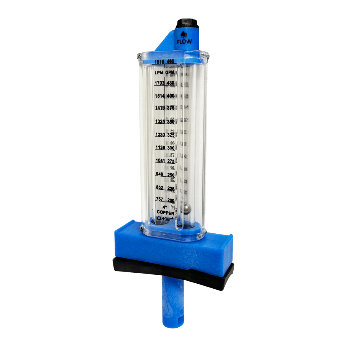 4" Copper Pool Flowmeter — the Top Mount option from the opposite side