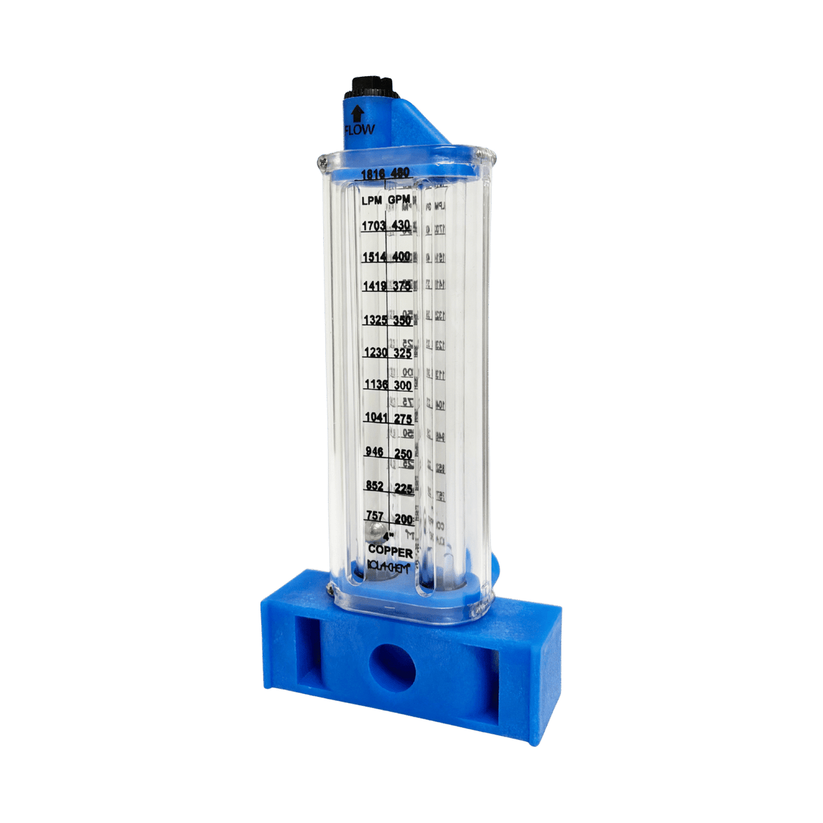 4" Copper Pool Flowmeter — the Vertical Mount option from the opposite side