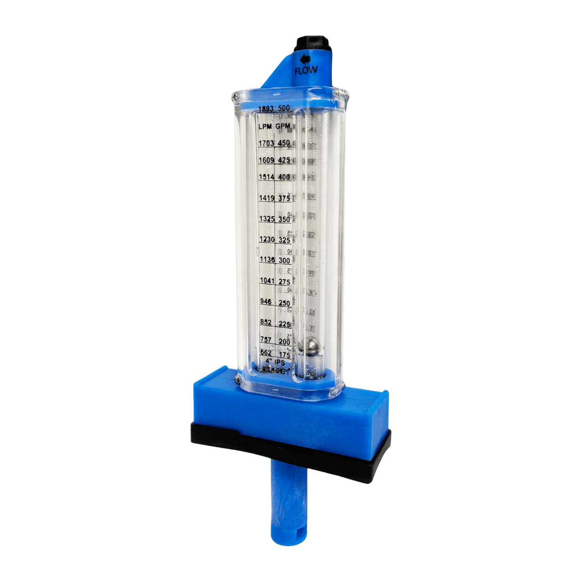 4" PVC Pool Flowmeter — the Top Mount option from the opposite side