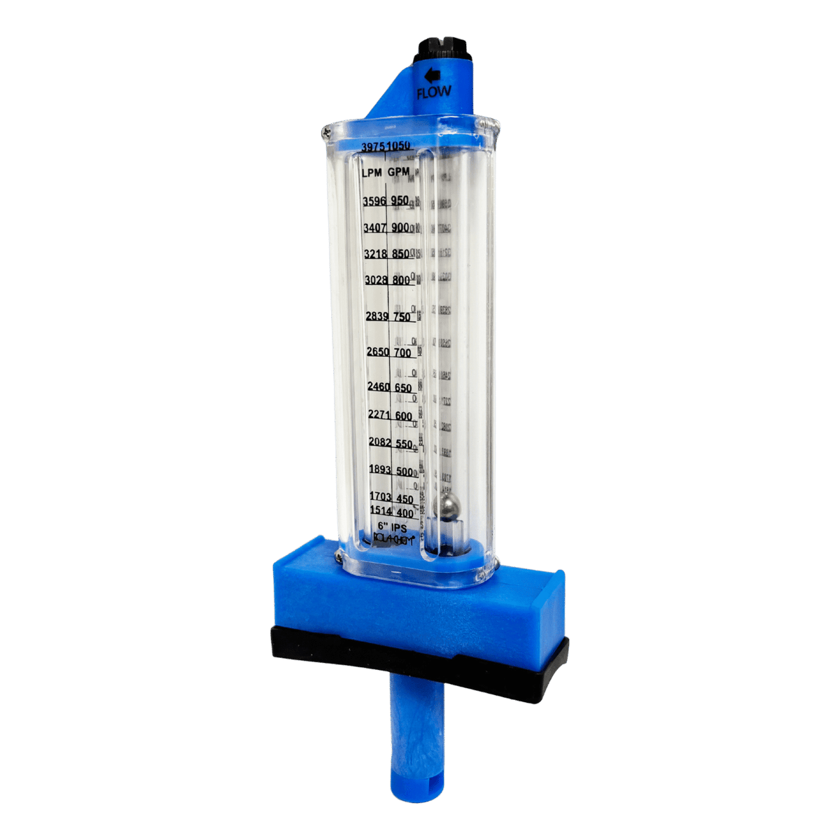 6" PVC Pool Flowmeter — the Top Mount option from the opposite side
