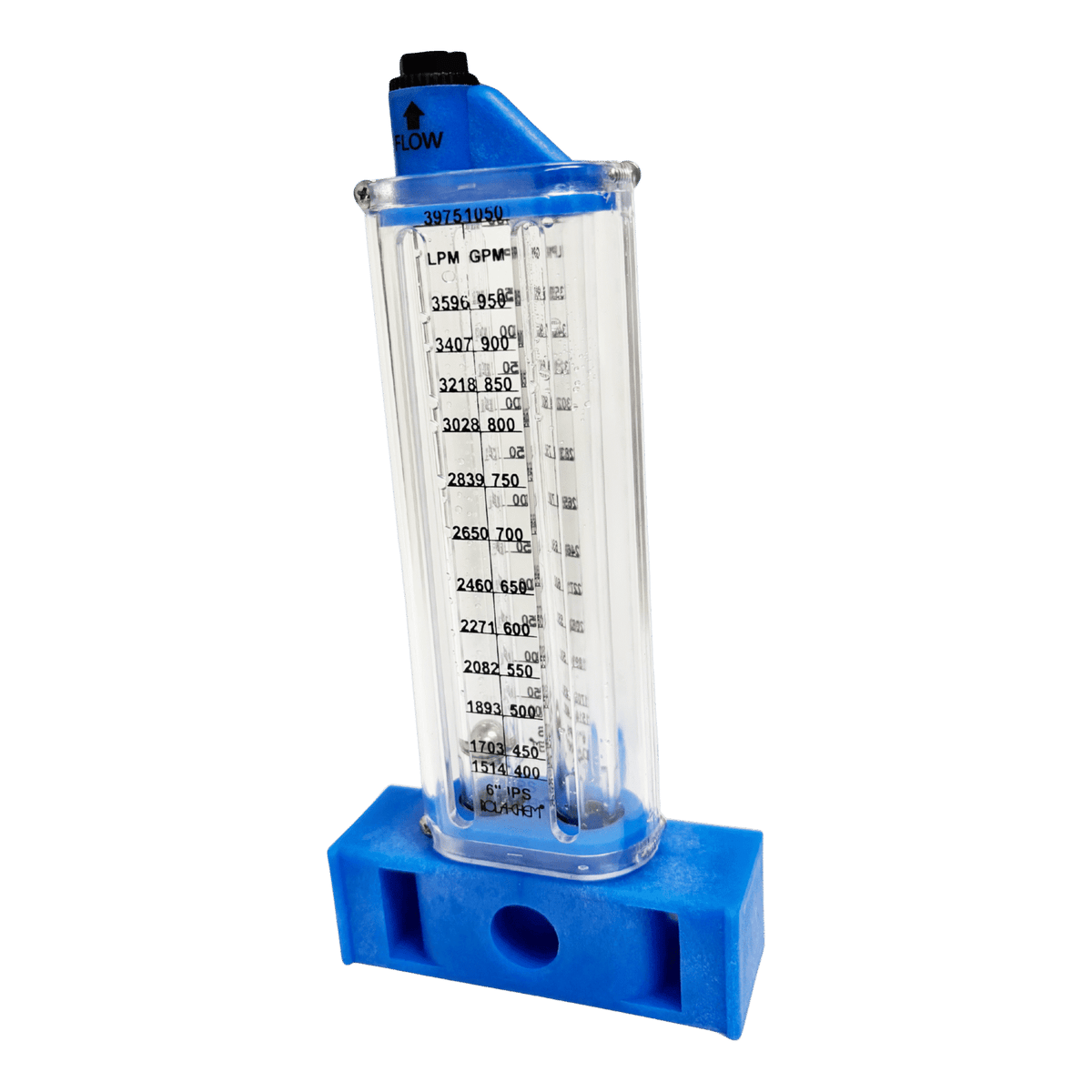 6" PVC Pool Flowmeter — the Vertical Mount option from the opposite side