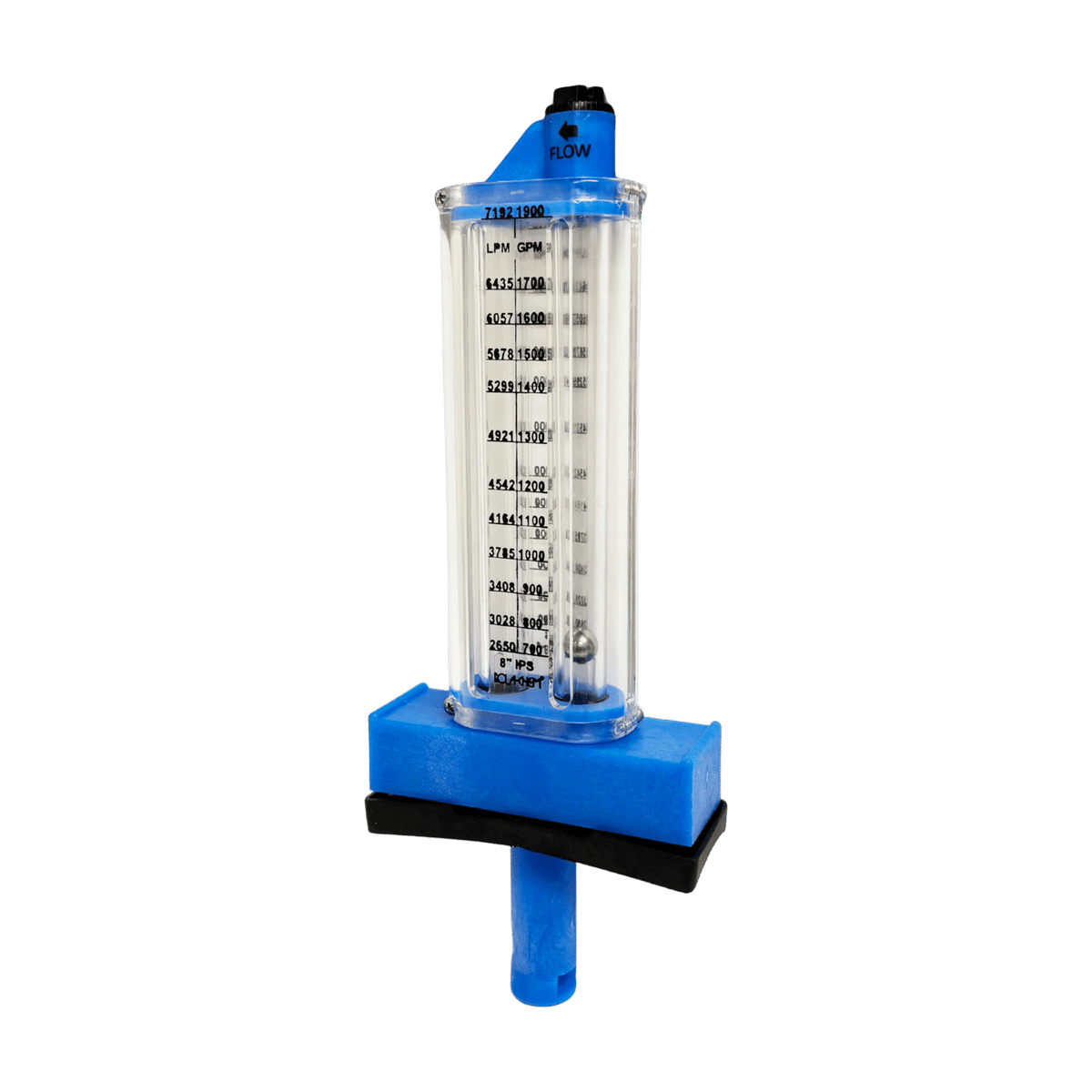 8" PVC Pool Flowmeter — the Top Mount option from the opposite side