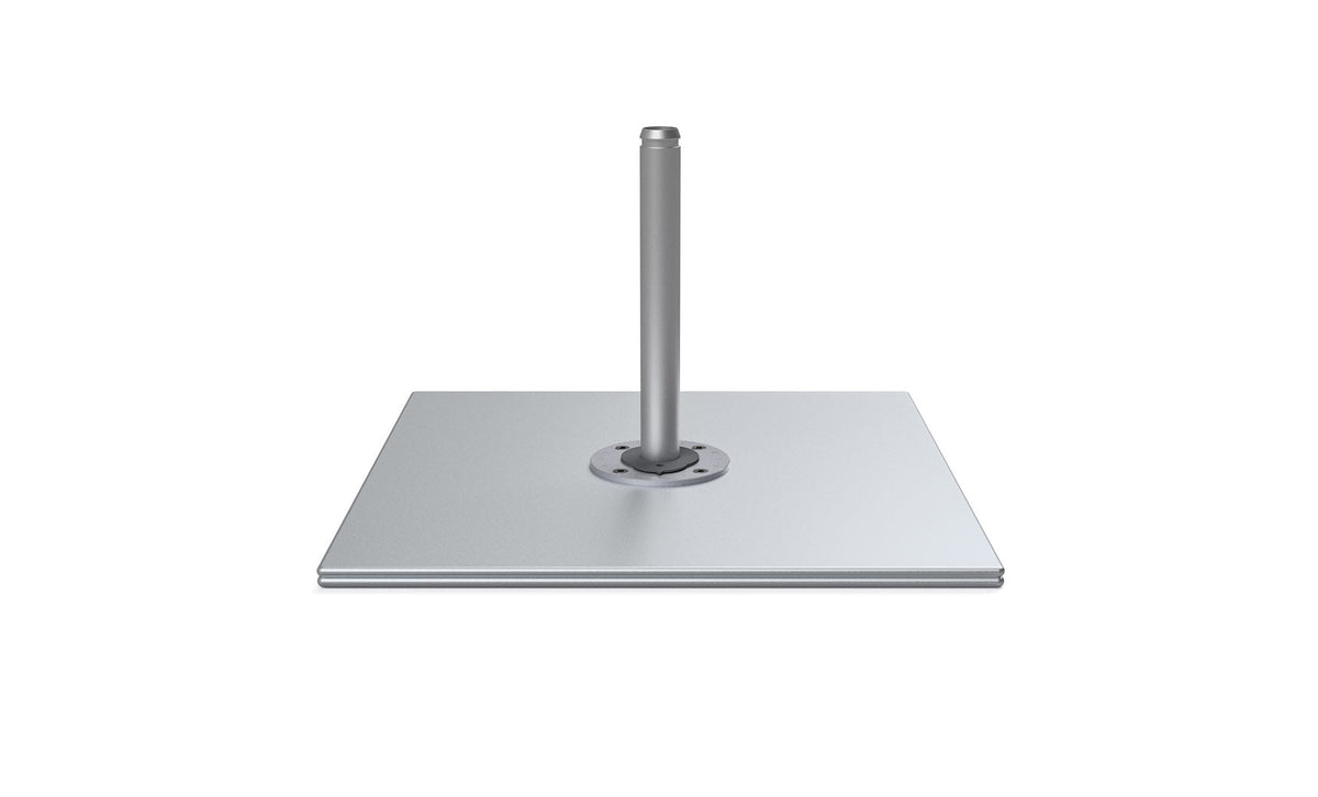Ledge Lounger galvanized steel plate stack cantilever base, square two-plate stack with stem