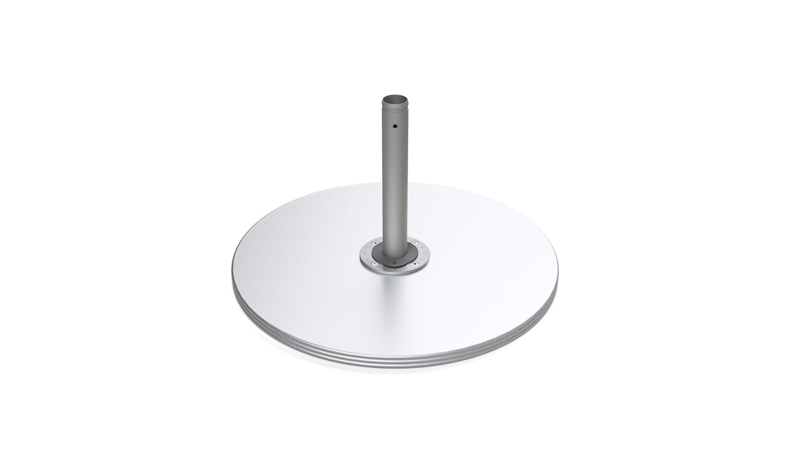 Ledge Lounger galvanized steel plate stack cantilever base, round three-plate stack with stem