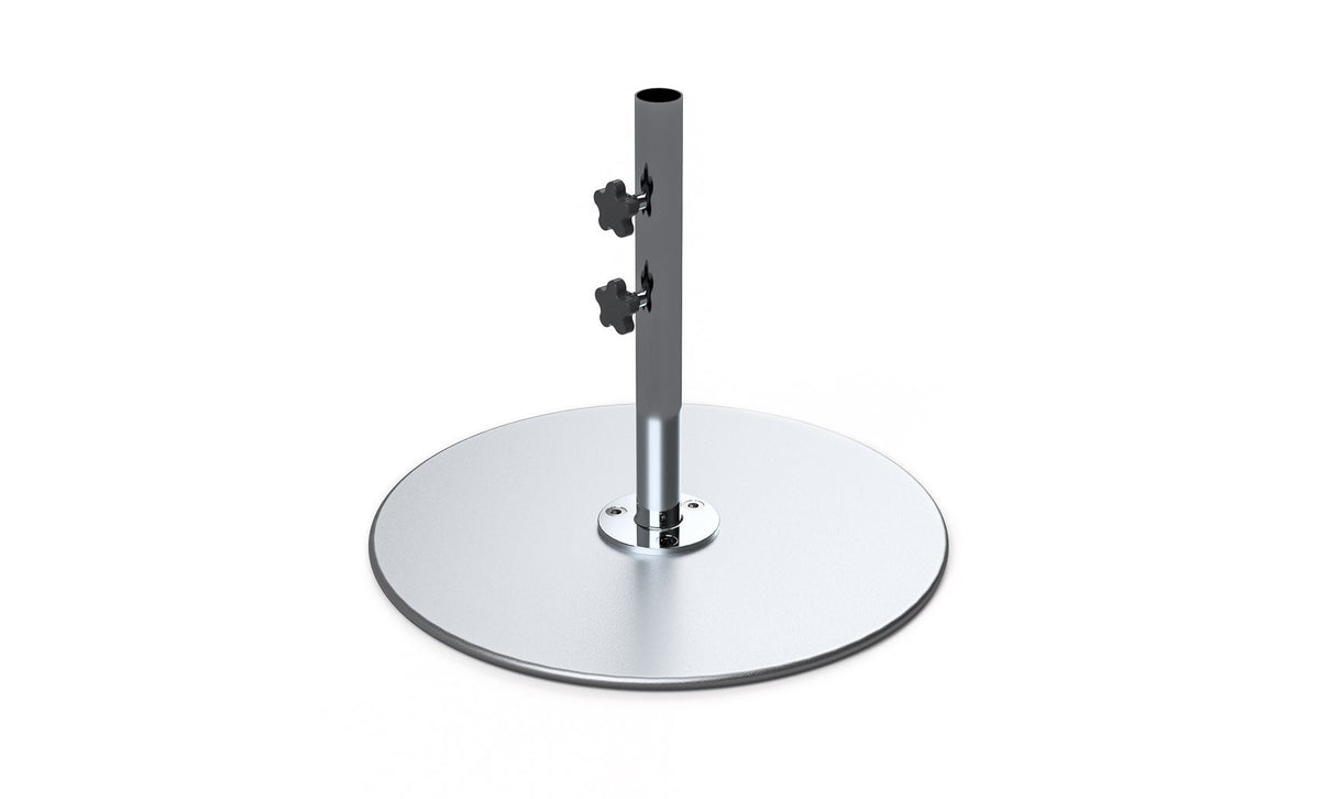 Ledge Lounger galvanized steel stack umbrella base, 24 in plate with 18 in stem
