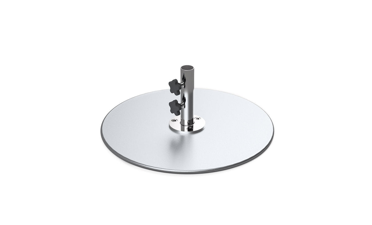 Ledge Lounger galvanized steel stack umbrella base, 24 in plate with 8 in stem