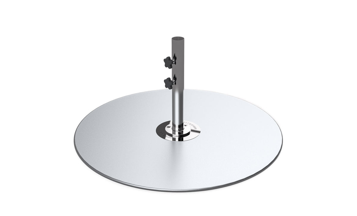 Ledge Lounger galvanized steel stack umbrella base, 40 in plate with 18 in two-piece stem