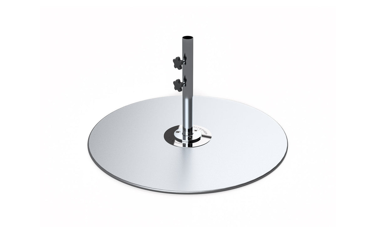 Ledge Lounger galvanized steel stack umbrella base, 36 in plate with 18 in stem and base plate