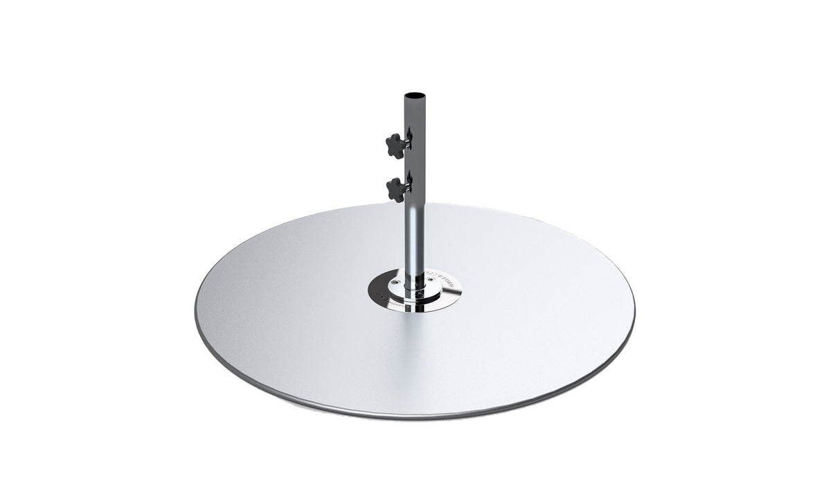 Ledge Lounger galvanized steel stack umbrella base, 40 in plate with 18 in stem and base plate