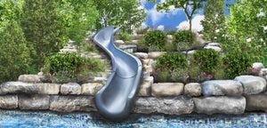 Global Pool Products SW17 landscape pool slide set into a backyard landscape