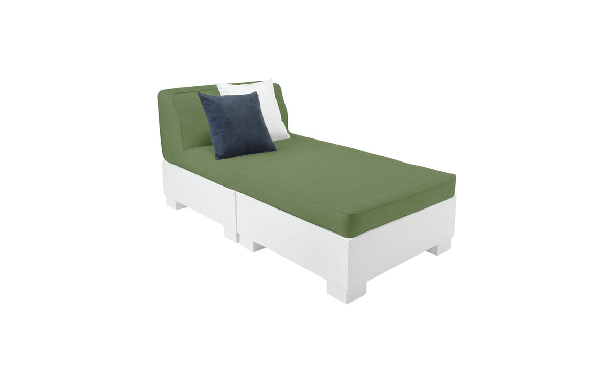 Ledge Lounger Affinity 2 Piece Sun Chair with middle, ottoman and cushion, three-quarter view
