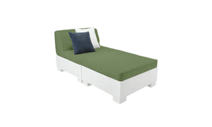 Ledge Lounger Affinity 2 Piece Sun Chair with middle, ottoman and cushion, three-quarter view