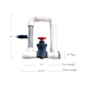 Clear Comfort Manifold Install Kit dimension drawing with cut length and 2 inch pipe fit