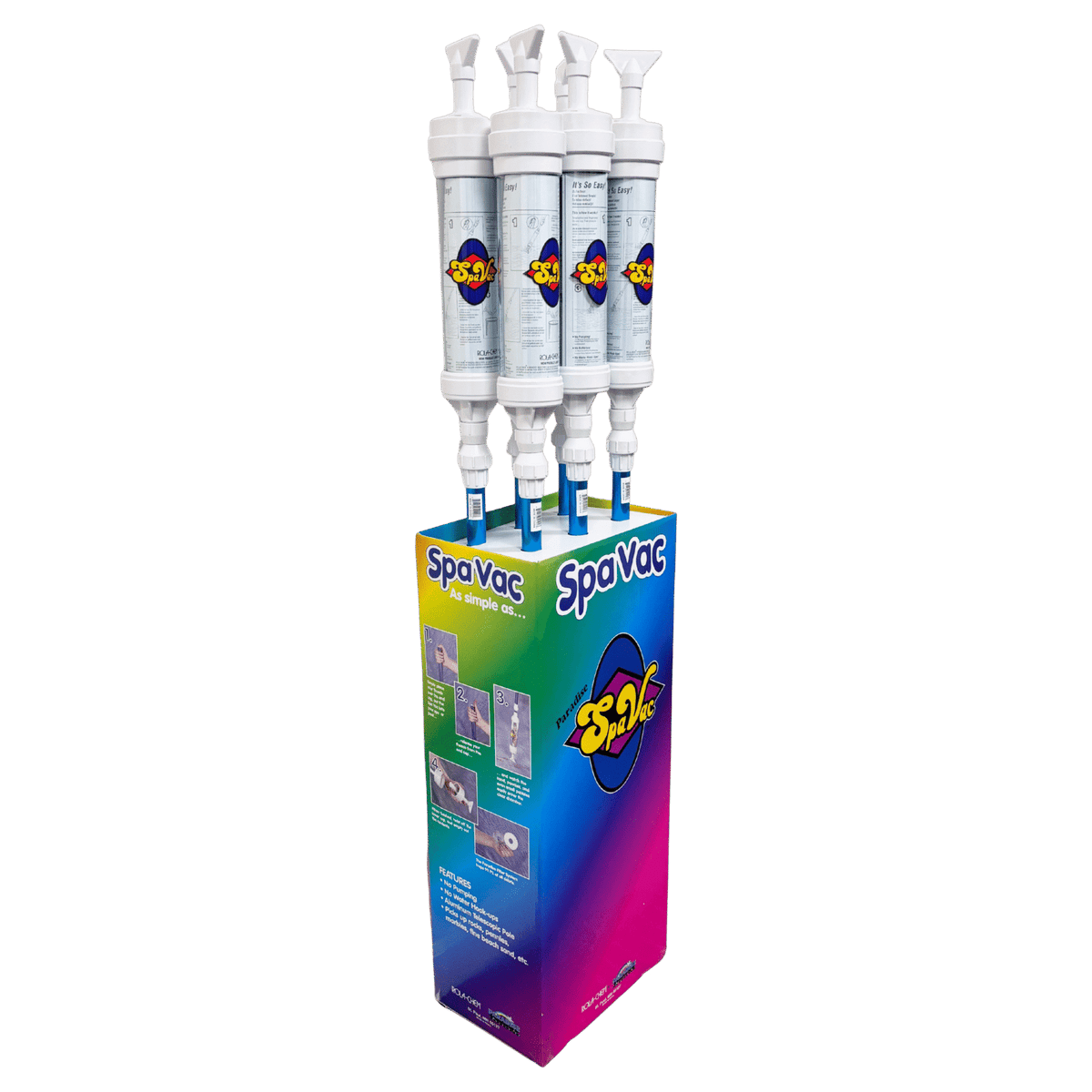 Spa Vac Handheld Spa and Hot Tub Vacuum — Display retail pack, reverse of carton