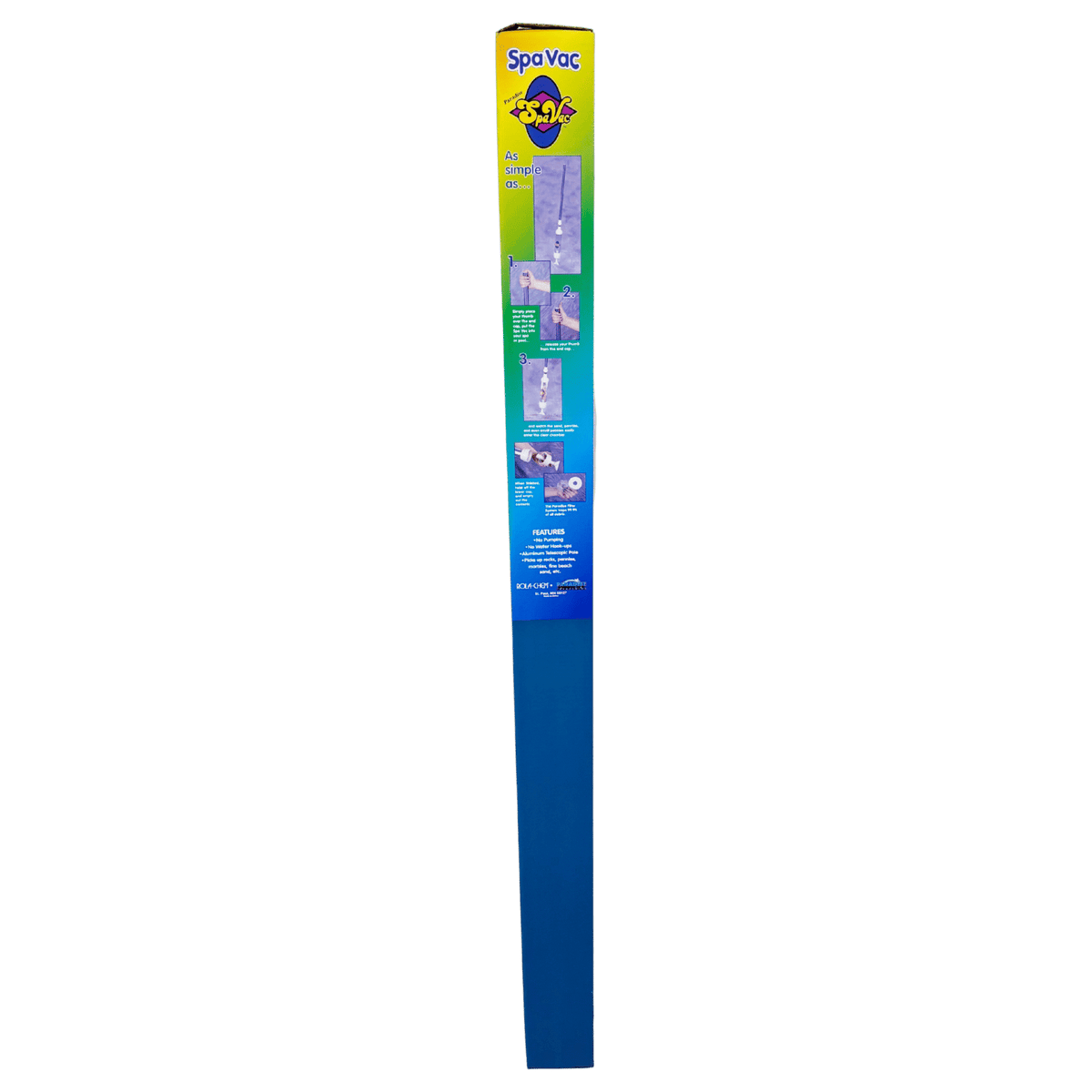 Spa Vac Handheld Spa and Hot Tub Vacuum — Single Boxed retail pack, reverse of carton