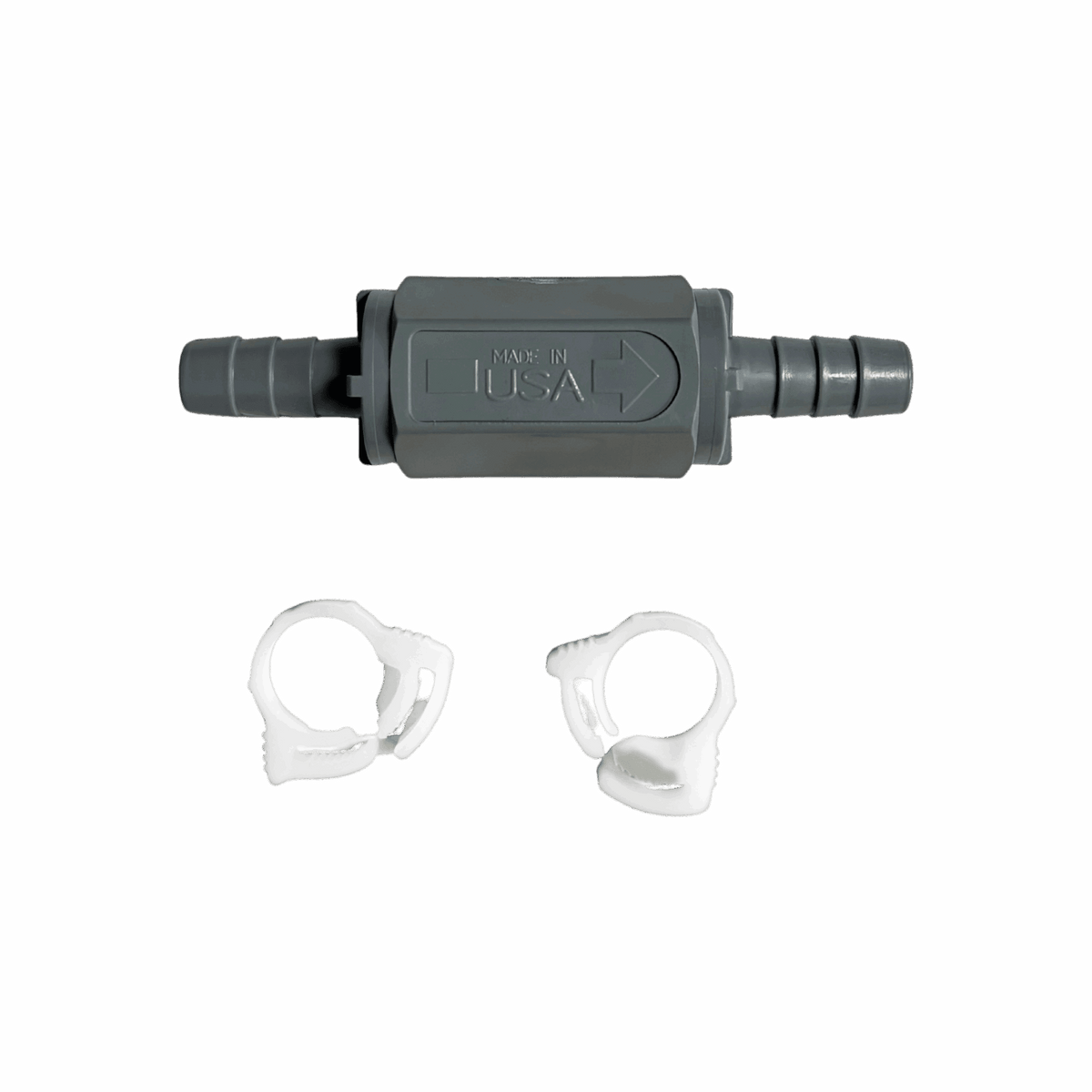 PVC Chemical Feed Check Valve — shown from the opposite side