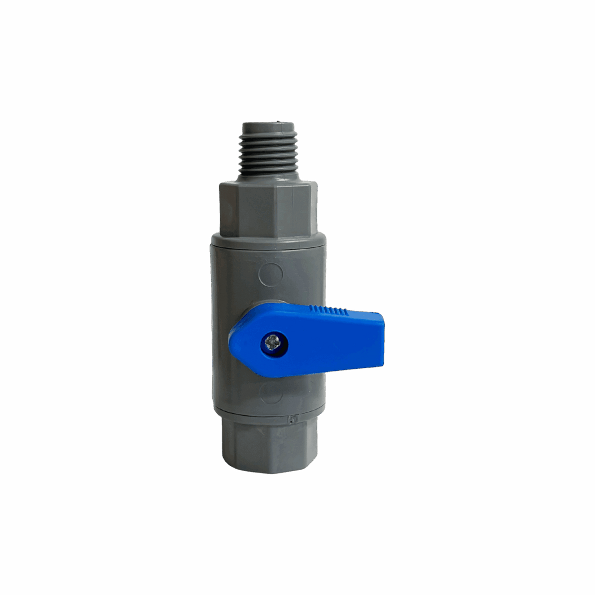 PVC Ball Valve 1/4 in MNPT x 1/4 in FNPT — shown from the opposite side