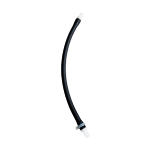 Pump Pinch Tube with Clamp and Fitting — the 13.5" Black Tygon — Acid option from the opposite side