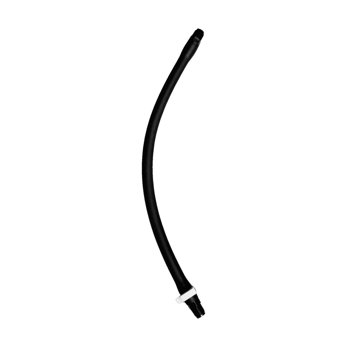 Pump Pinch Tube with Clamp and Fitting — the 13.5" Black Tygon — Acid, Adapter Fitting option from the opposite side