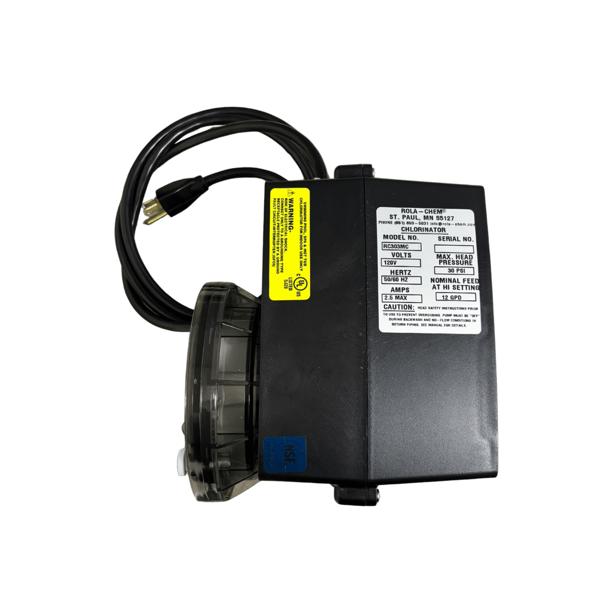 Pro Series 303 Peristaltic Chemical Metering Pump — close-up of the timer dial and tube connections